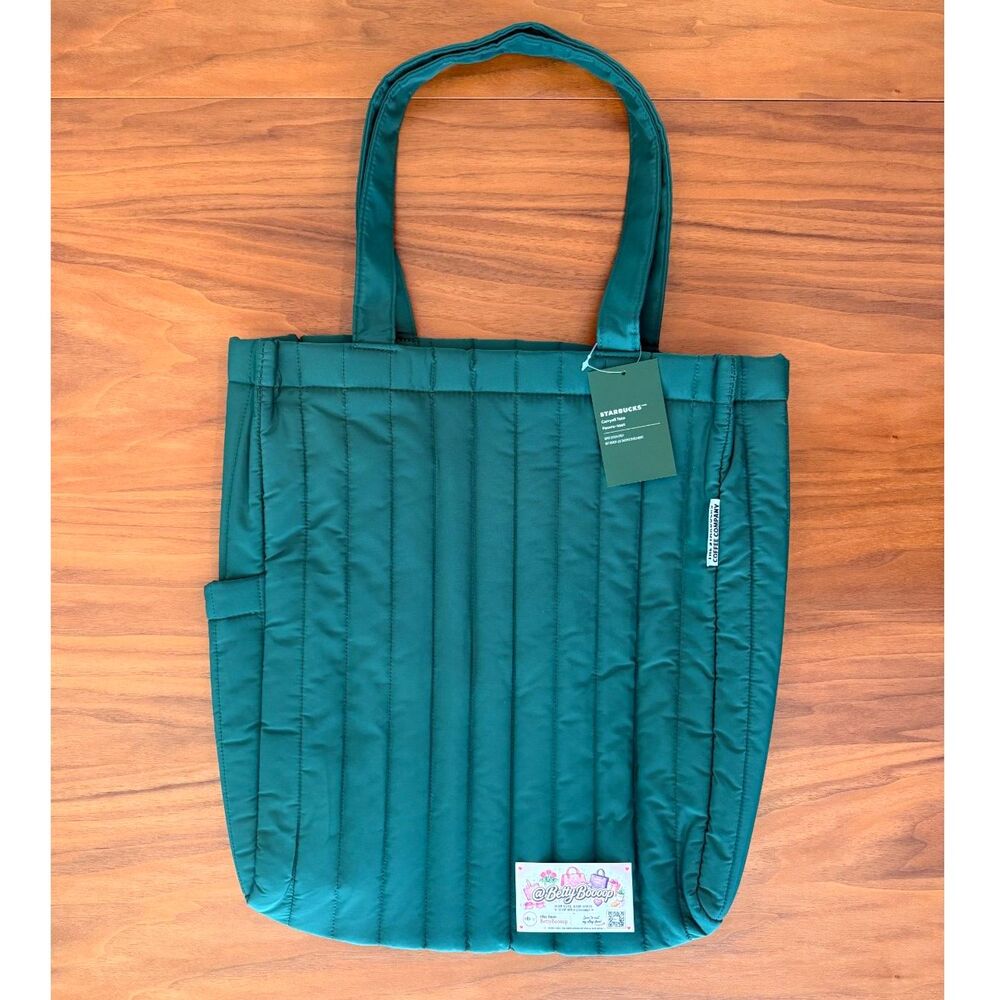 RARE Authentic Starbucks Quilted Green Carryall Tote (NEW WITH TAG)